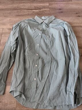 Old Navy Green Micro-Gingham Button Down Shirt